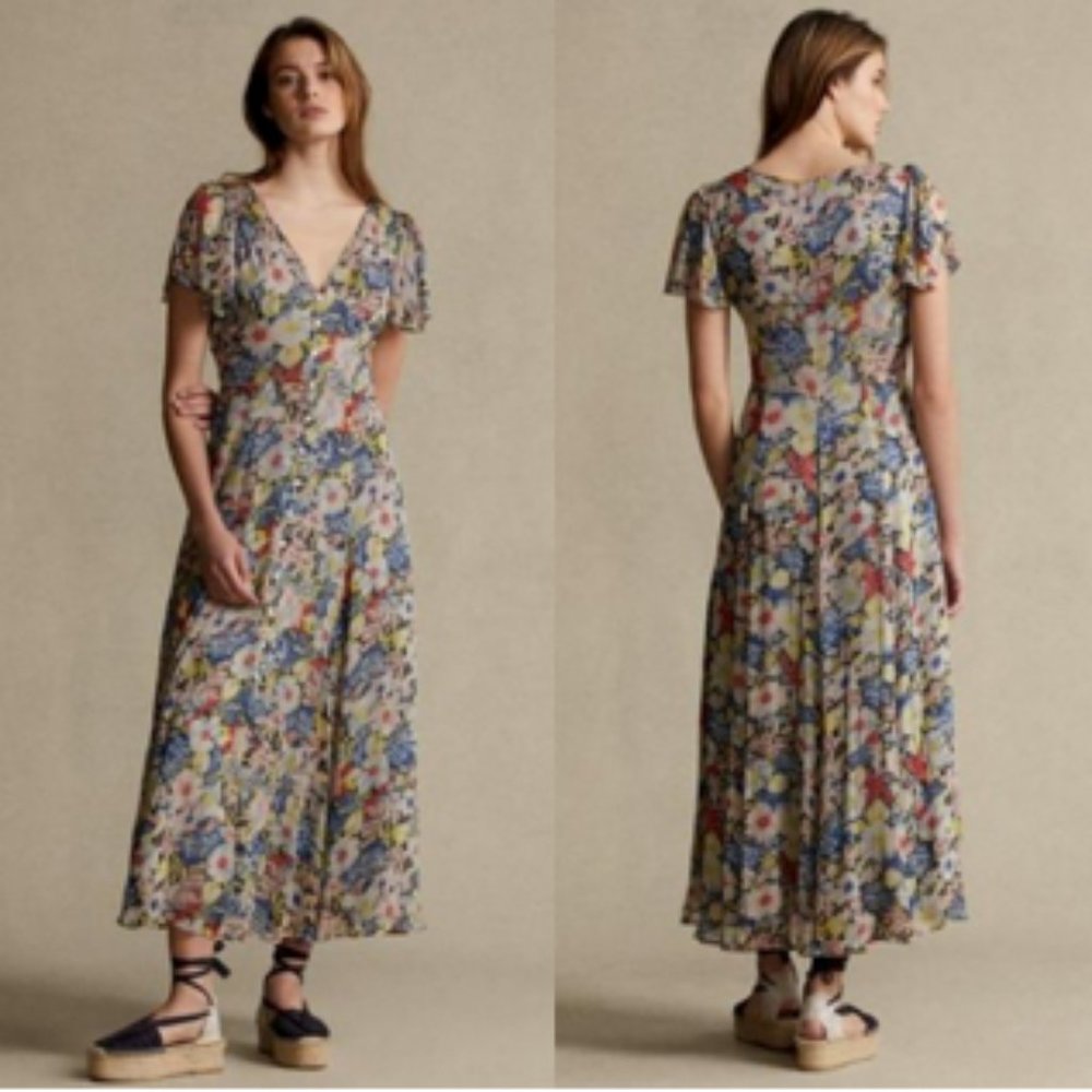 Polo Ralph Lauren Floral V-Neck Dress ~ NWT